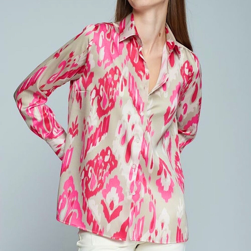 Vilagallo Pink Ikat Rosa Fresa Button Down Shirt
